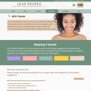 Leaf People Skin Care Questionnaire